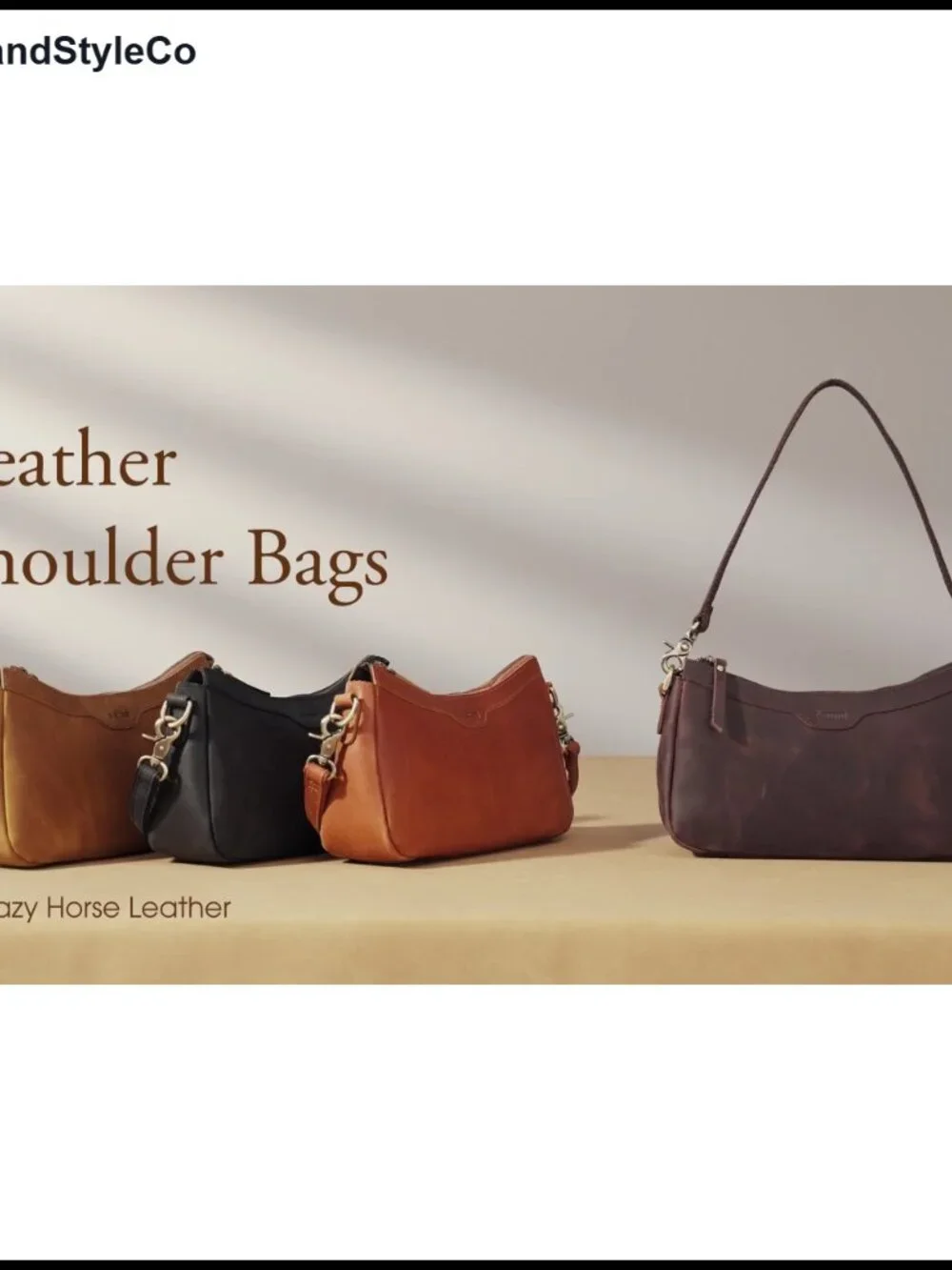 Top Grain Leather Hobo Crossbody Bag with 2 Straps